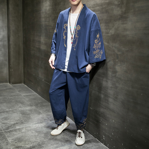 2023风男装棉麻亚麻刺绣唐装汉服套装两件套C229/TZ871/P100图片