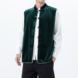 2025秋冬风男装丽丝绒唐装汉服马甲外套大码C229-Y1114-P110，男装背心/马甲，电商C229
