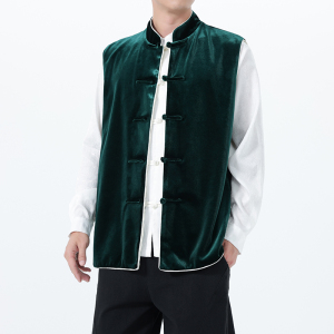 2025秋冬风男装丽丝绒唐装汉服马甲外套大码C229-Y1114-P110图片