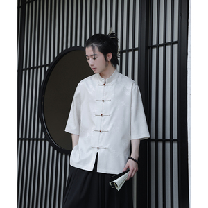 2024夏季风男装冰丝唐装汉服短袖五分袖衬衫C229-Y1031-P70