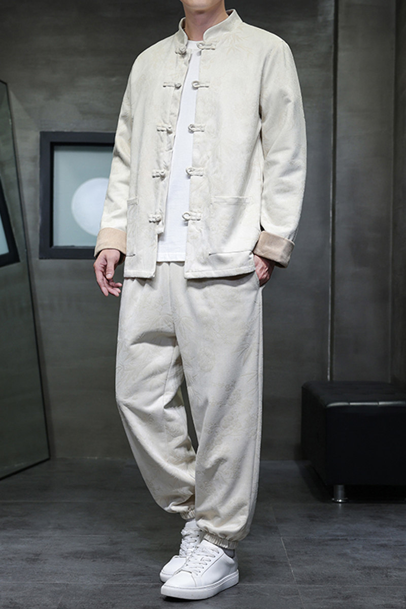 2025秋冬风男装中式鹿皮绒套装两件套大码C229-TZ363-P160,男装休闲套装,电商C229