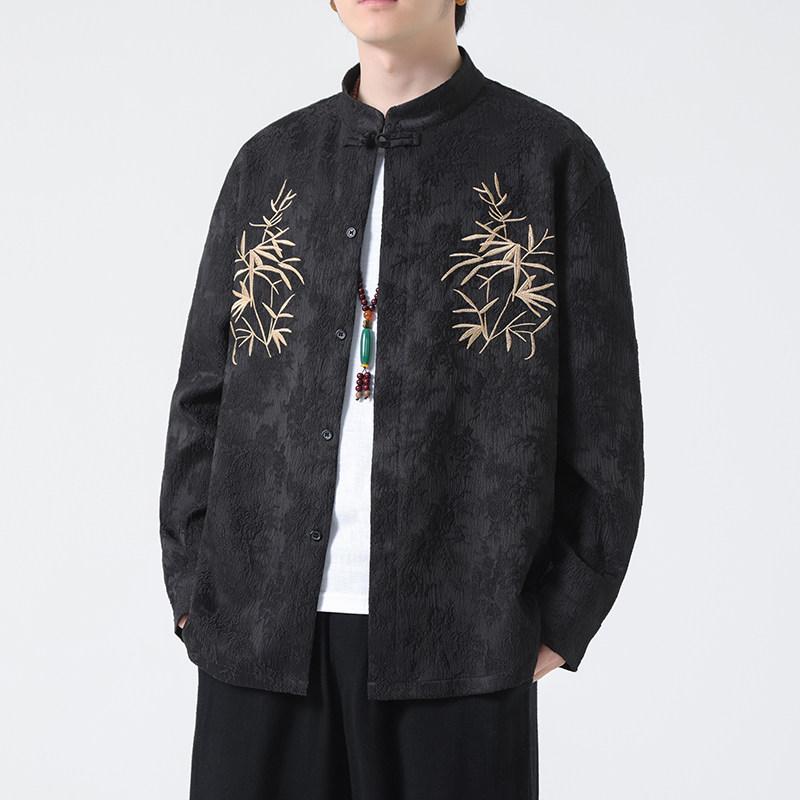 2024春夏风男装刺绣中式唐装汉服长袖衬衫衬衣C229-Y1011-P80图片