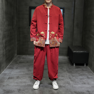 2025秋风男装棉麻亚麻唐装汉服夹克两件套装C229/TZ319/P110图片