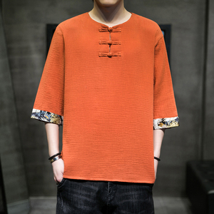 2024春夏风男装唐装复古汉服短袖五分袖T恤男C229/T160/P50