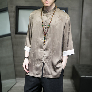2024夏风男装冰丝唐装汉服短袖五分袖衬衫衬衣C229/Y678/P60