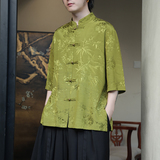 2024夏风男装冰丝唐装汉服短袖五分袖衬衫衬衣C229-Y901-P65，男装衬衫，电商C229