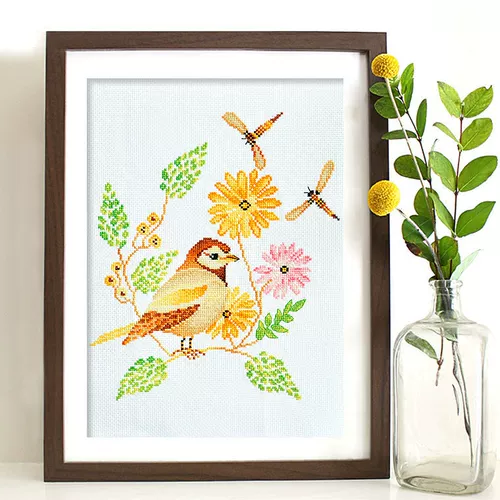 Cross -Stitch Sanlian Painting Flower and Birds Living Room Современная простая крыльца висящая живопись 2024 Новая вышивка Простая вышивка