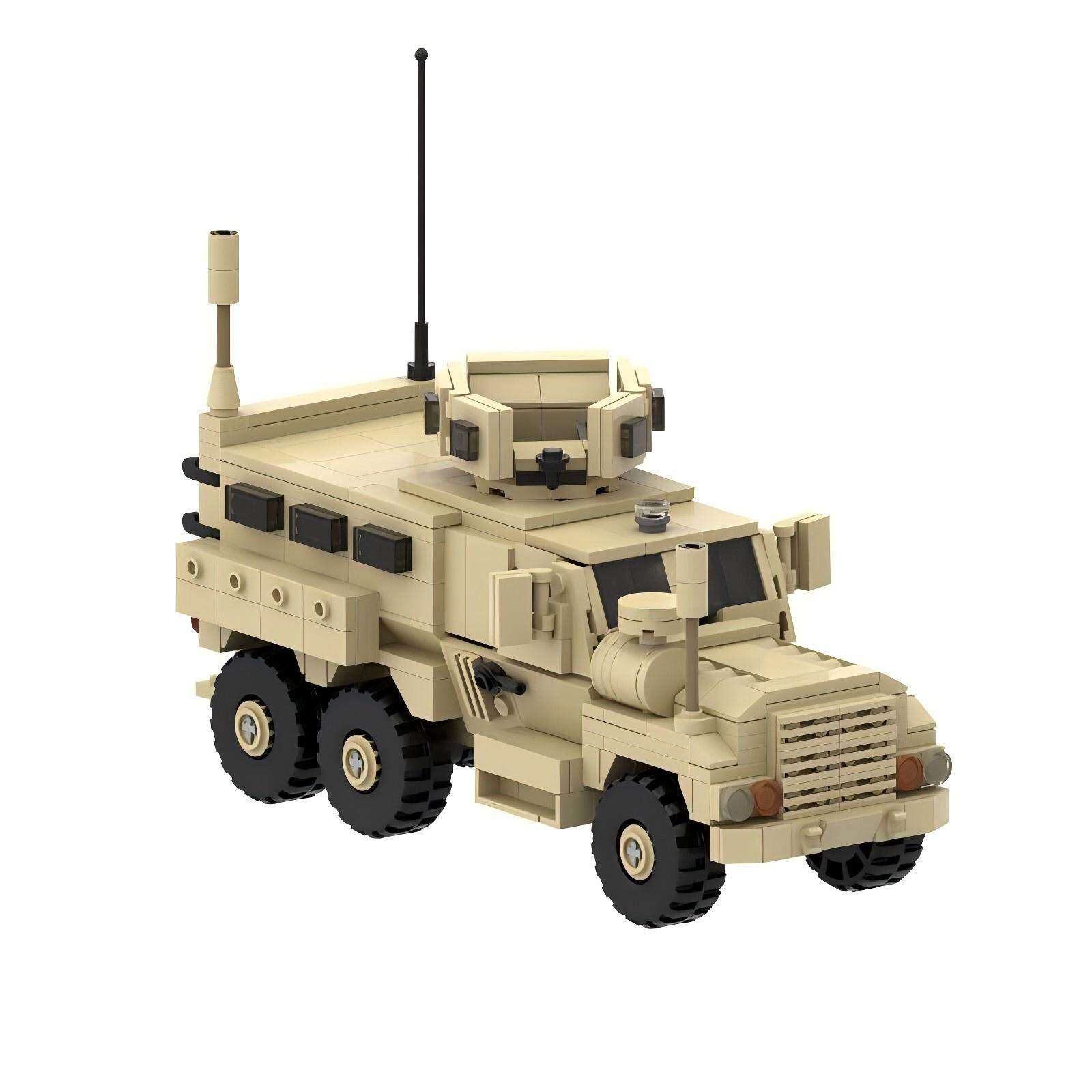 MOC积木军事 6X6地雷反伏击车模型 小颗粒拼装积木玩具儿童男