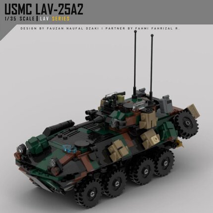 LAV-25A2装甲车两栖攻击车 MOC积木小颗粒拼装模型益智儿童玩具男