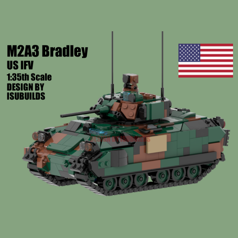 MOC积木 M2A3步兵战车 军事模型系列 小颗粒拼装积木玩具儿童男