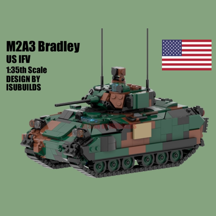 MOC积木 M2A3步兵战车 军事模型系列 小颗粒拼装积木玩具儿童男