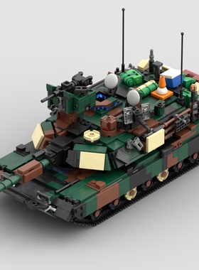 MOC军事积木 M1A2坦克模型 适用小颗粒拼装积木玩具儿童男孩