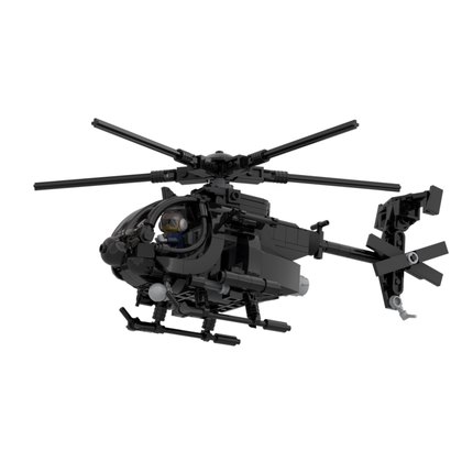 MOC积木军事 AH-6小鸟直升机模型 小颗粒拼装积木玩具儿童男