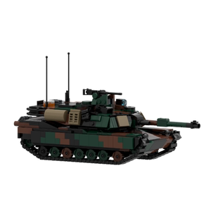 MOC积木 M1A2艾布拉姆斯坦克模型 适用小颗粒拼装积木玩具男