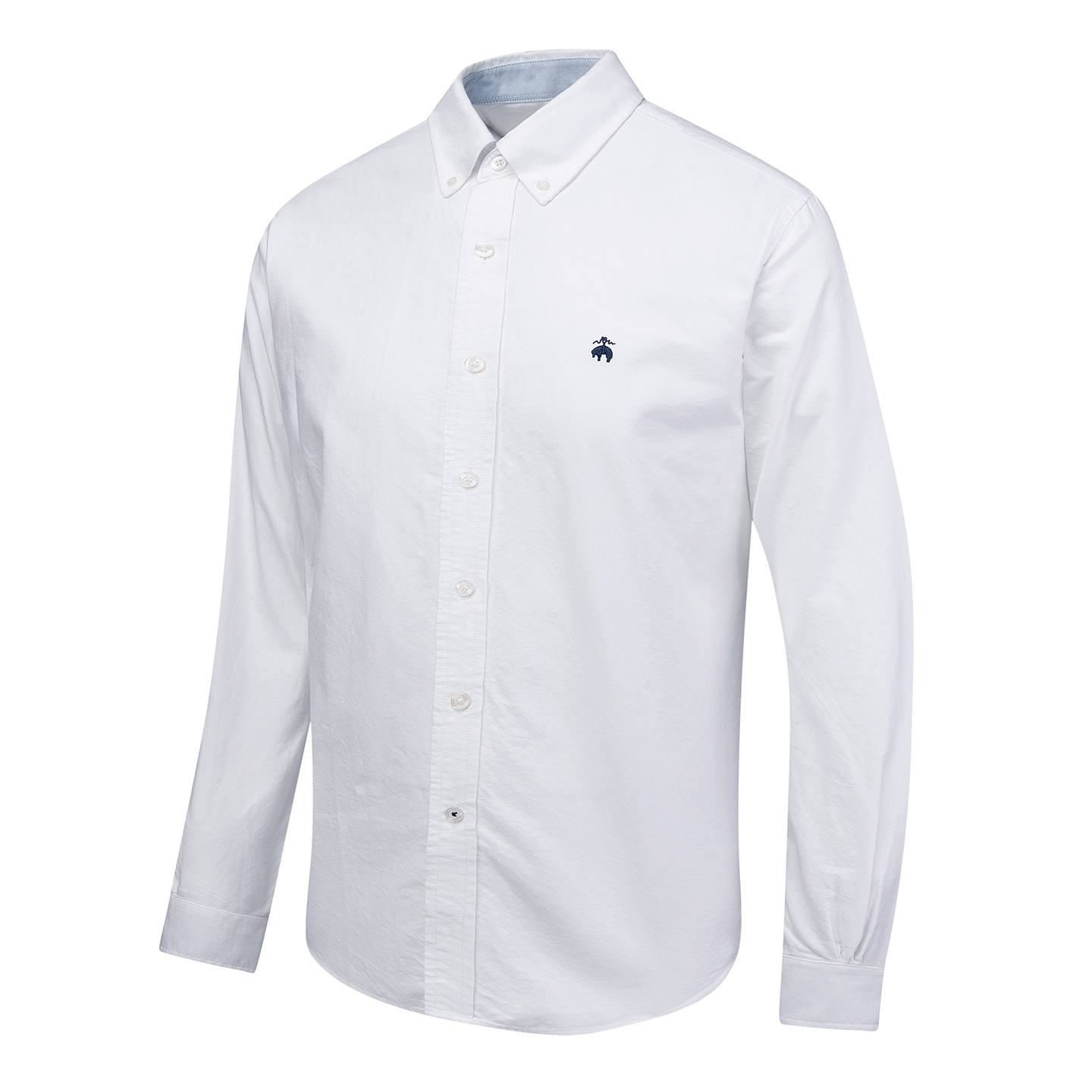 2026新款牛津纺长袖纯色刺绣衬衫男士商务休闲中青年纯棉衬衣夏季