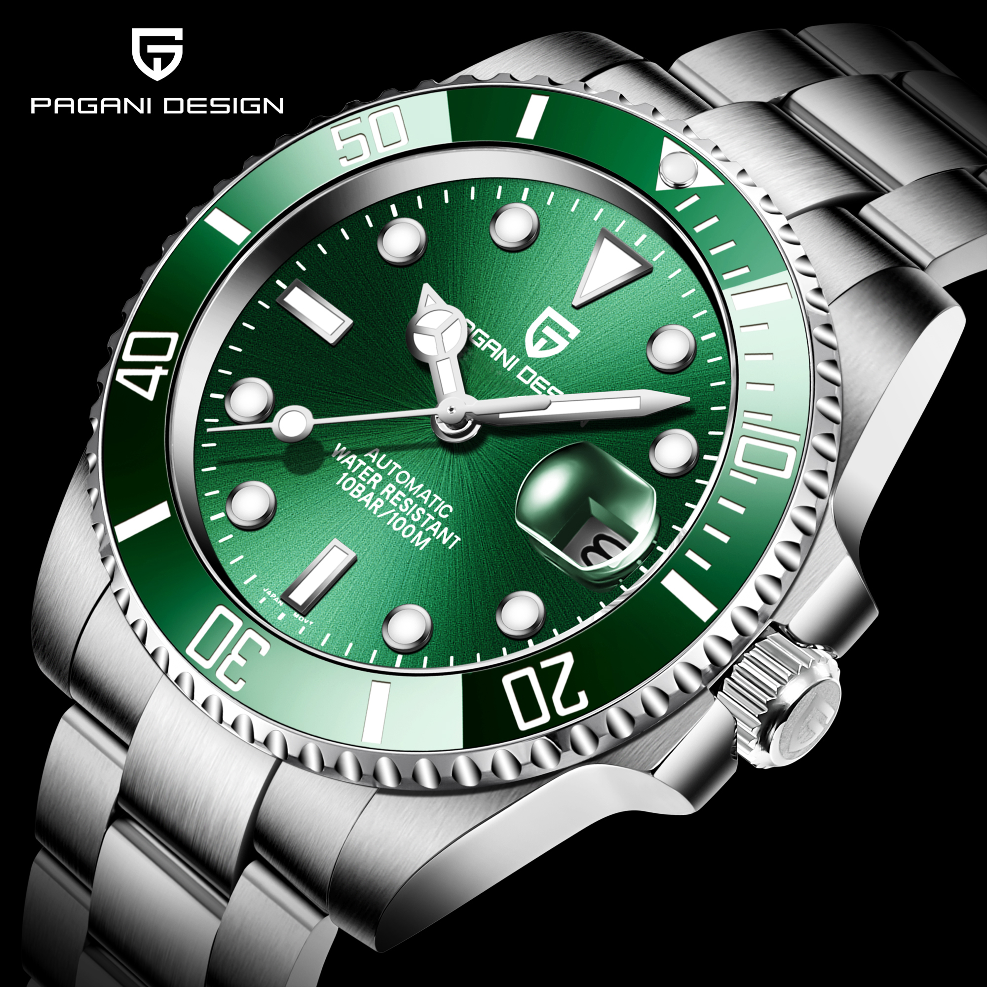 Pagani Design 男士自动手表陶瓷表圈夜光防水男士机械手表1661