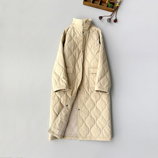 夹棉外套宽松棉衣棉袄 休闲百搭温暖绗缝棉服女士中长款 冬季 女装