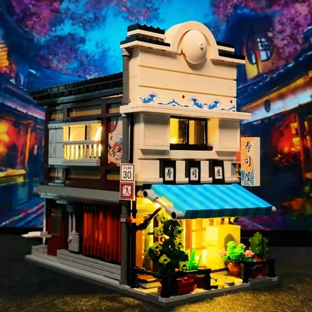 双鹰积木街景摆件女孩礼物