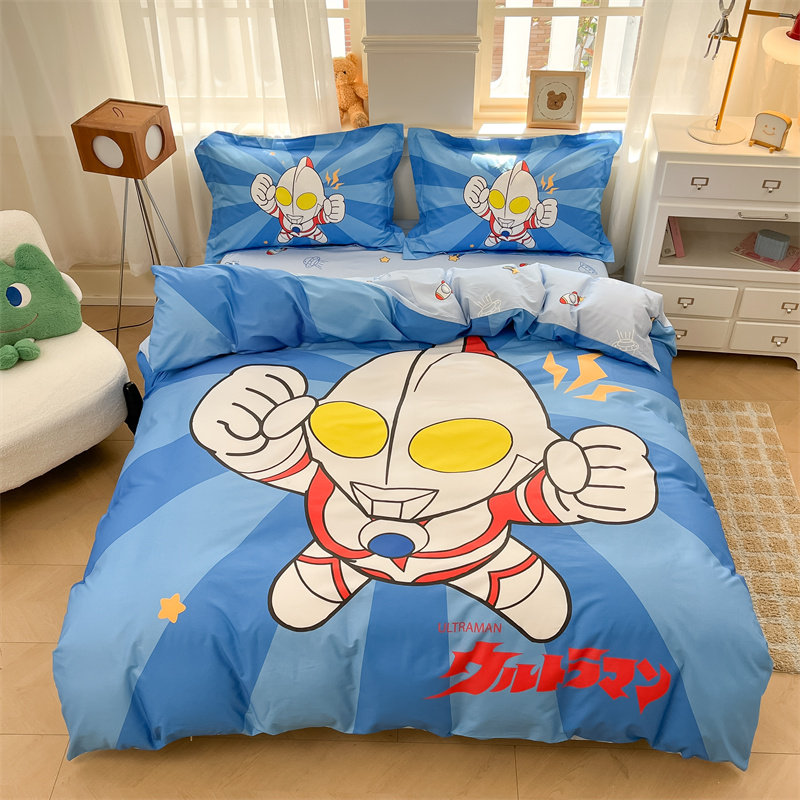 奥特曼床上用品四件套纯棉全棉男孩超人床单人儿童被罩三件套被套