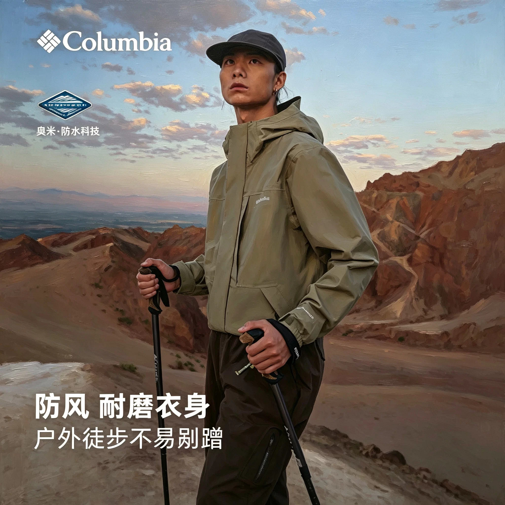 哥伦比亚户外男防水冲锋衣