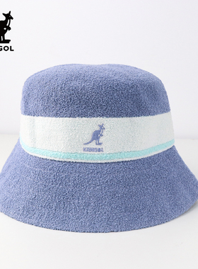 KANGOL男女同款袋鼠毛巾料平顶条纹遮阳盆帽渔夫帽K3326ST