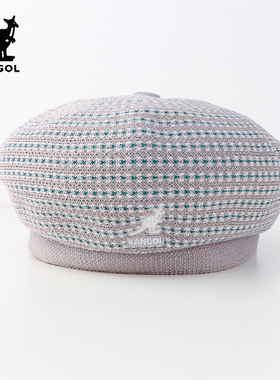 KANGOL男女同款袋鼠学院风贝雷帽复古格纹帽K3543