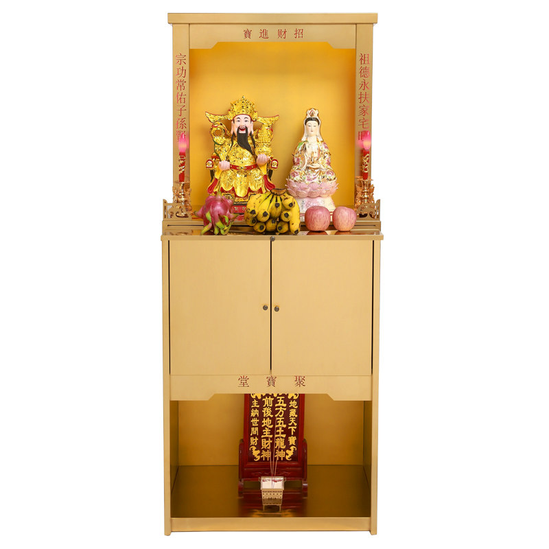 佛龛轻奢现代不锈钢家用神台立柜神龛三层财神爷柜子观音中式供奉_虎窝淘