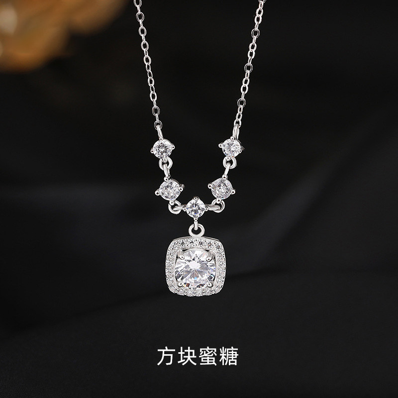 优雅高级感方糖纯银项链生日礼物