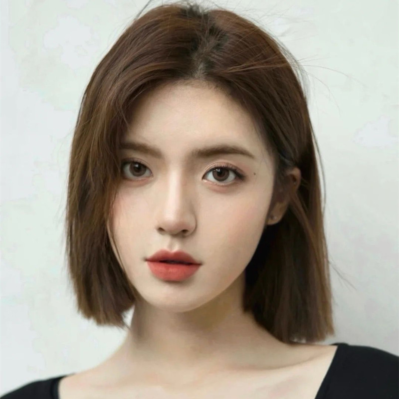 假发女短发网红韩式bobo头气质修脸少女减龄中分短直发自然全头套