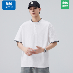 圆领宽松休闲复古潮男穿搭 T恤男2026新款 莱越美式 短袖