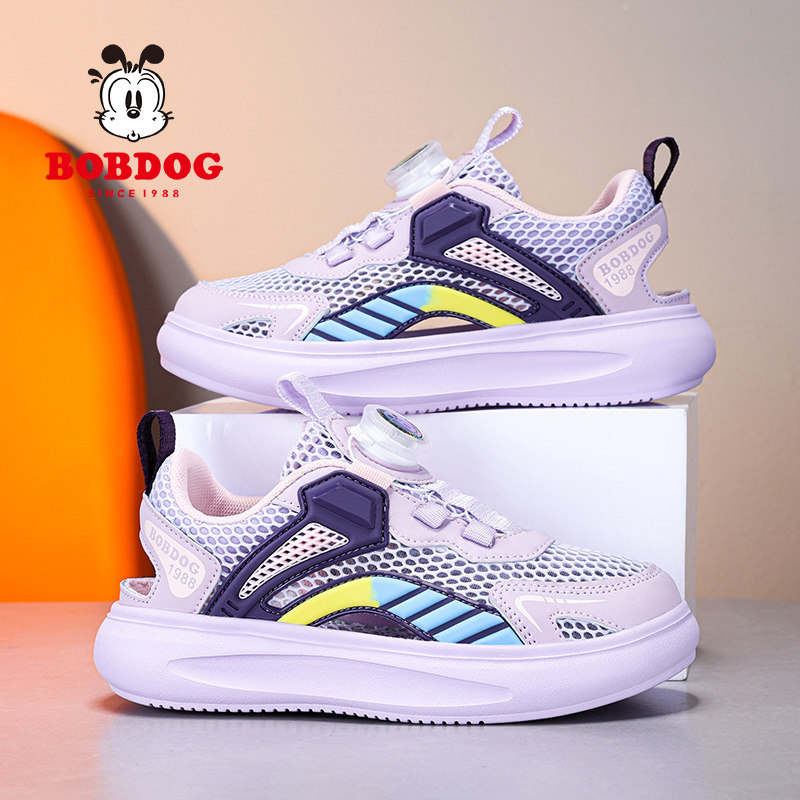 巴布豆女童鞋夏季新款单网框子鞋小学生防滑休闲鞋轻便儿童运动鞋