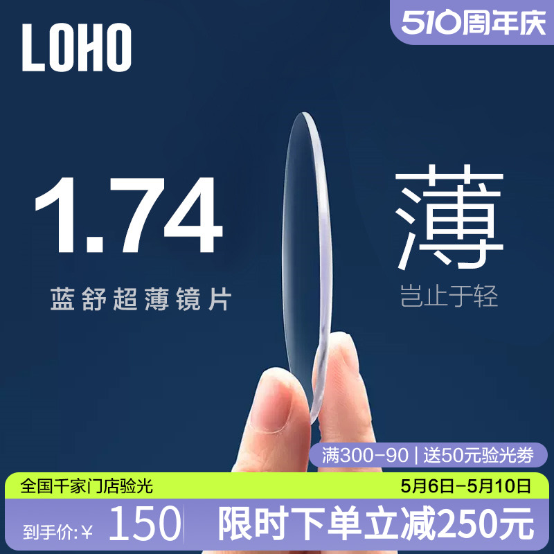 LOHO防蓝光镜片2片装蓝舒1.74非球面1.67近视配镜1.60定制配眼镜-封面