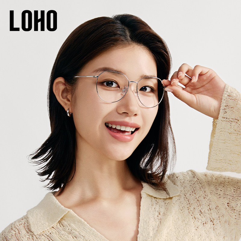 LOHO防蓝光眼镜女款近视可配度数防辐射抗疲劳超轻大框钛架眼镜框