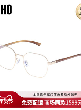 LOHO商场同款商务眼镜阿尔法超轻钛架框多边方框天然牛角LH07089