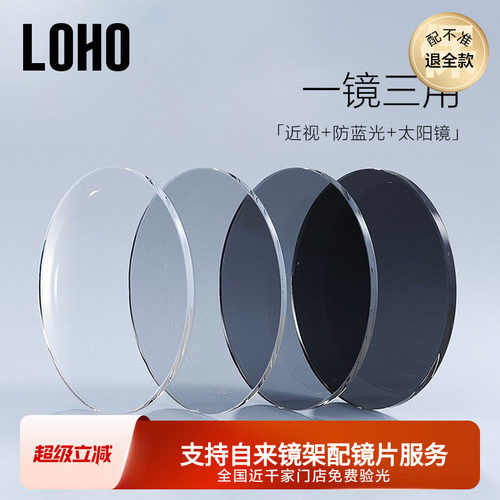 LOHO变色防蓝光1.60近视镜片