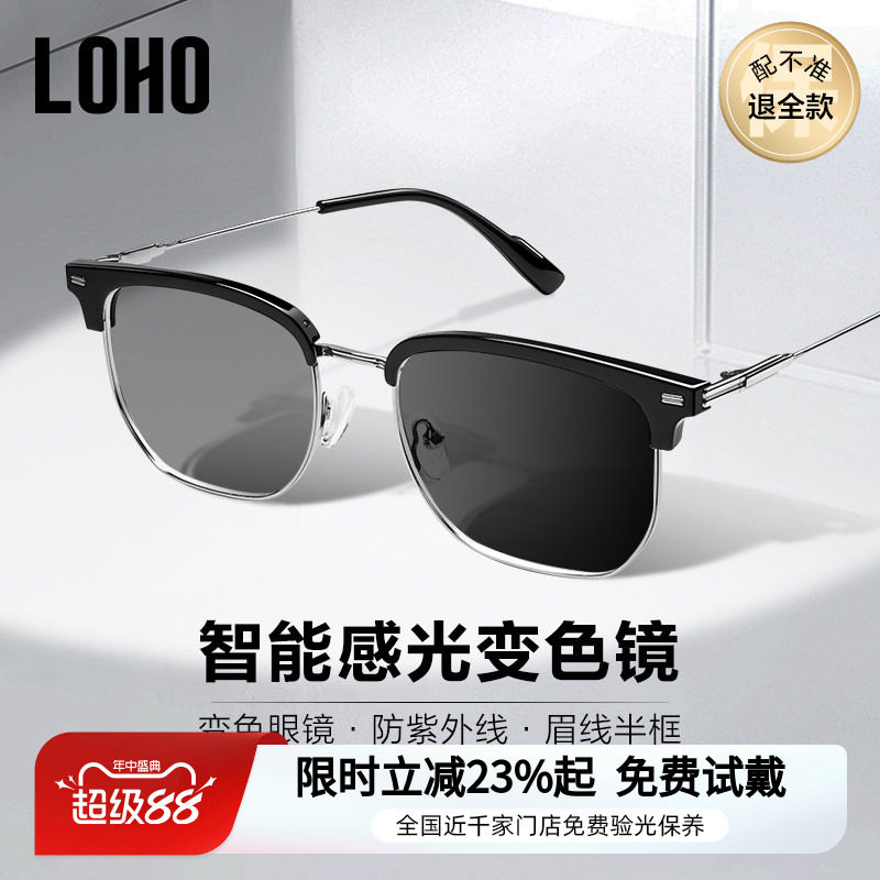 感光变色防蓝光近视眼镜