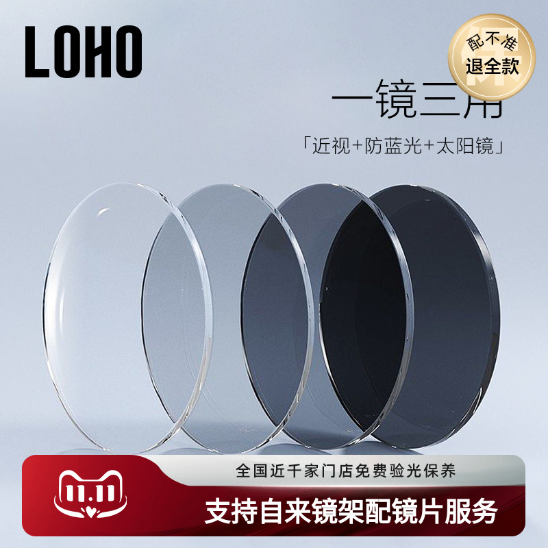LOHO变色防蓝光1.60近视镜片