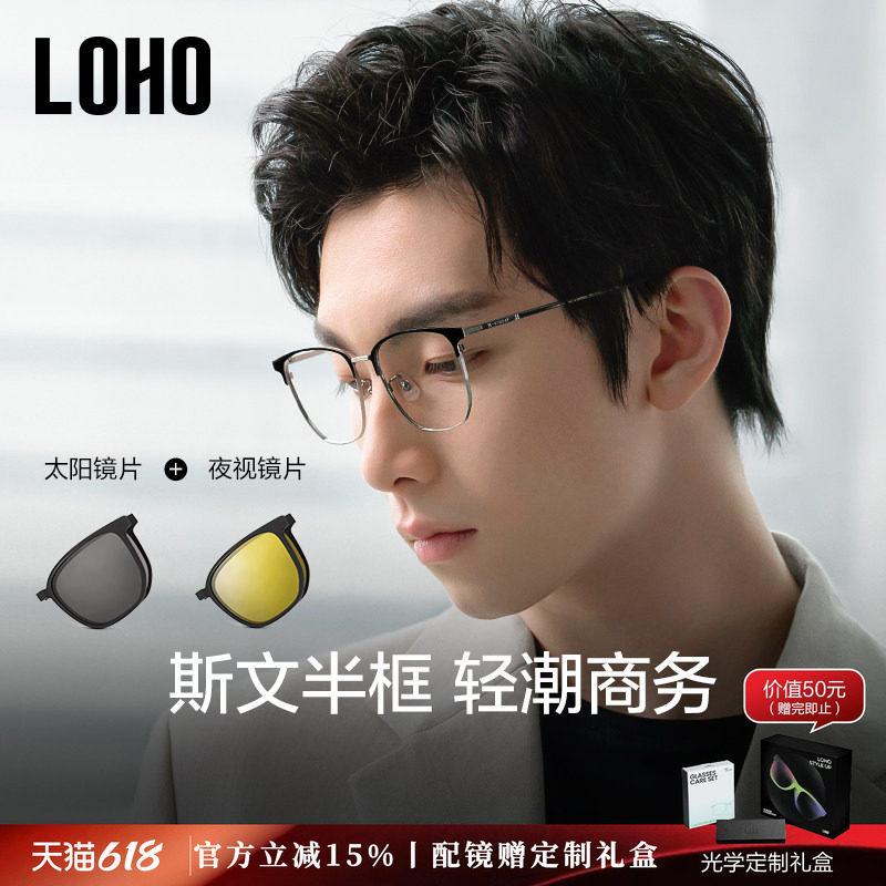 【高端商务】LOHO近视眼镜框大框半框眉框镜架防蓝光可配度数男款