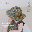 遮阳帽法式 babylove宝宝帽子夏季 婴儿渔夫帽纯棉公主帽洋气防风帽