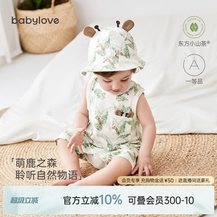无袖 babylove婴儿连体衣背心短爬夏季 男女宝宝哈衣可爱萌鹿之森