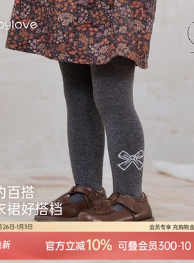 babylove婴儿连裤袜春秋款女宝宝打底袜儿童蝴蝶结洋气百搭长筒袜