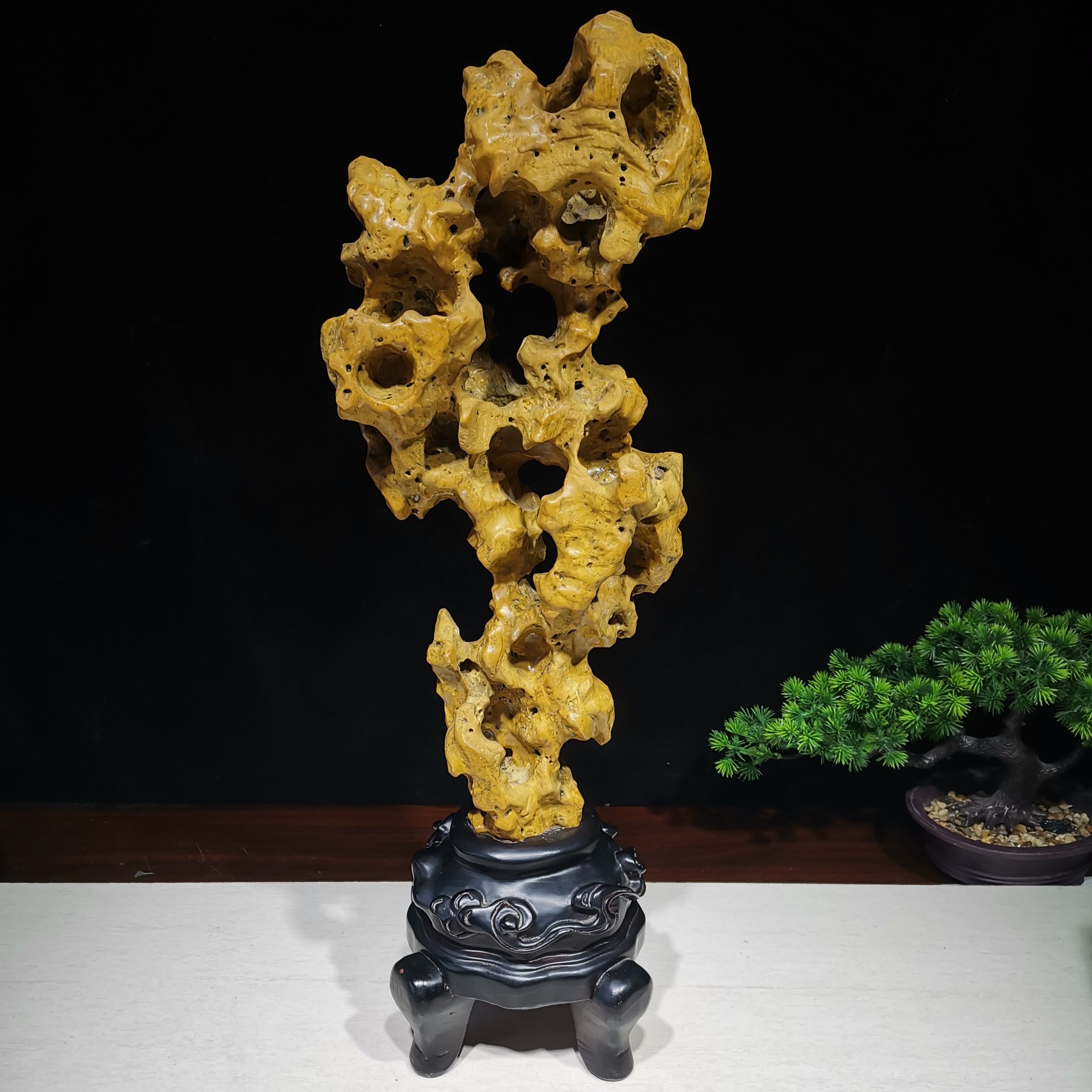 太湖石摆件原石室内中式客厅书房天然原石头装饰品静物玲珑灵璧石