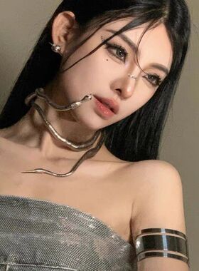 黑暗土酷蛇形项链开口调节造型设计感项圈女欧美辣妹浮夸可头饰