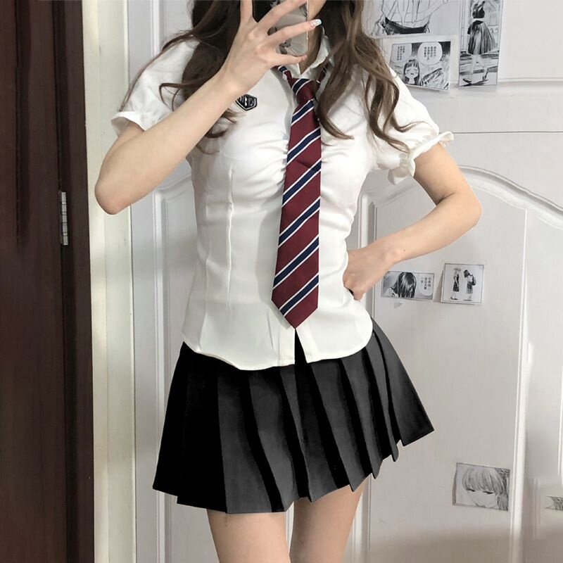 贴标衬衫新品jk制服jk衬衫感夏日衬衫甜美百搭显瘦套装网红爆款j
