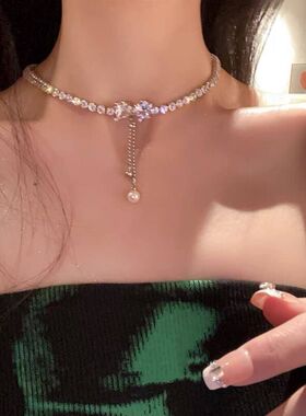 蝴蝶结项链轻奢小众女款2023新款爆款高级感锁骨链颈链礼服choker