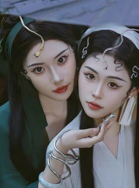 古风蛇形发饰小青额饰可调节项链青蛇白蛇闺蜜拍照头饰写真配饰女