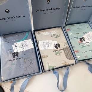 小黑托尼昵秋冬秋衣裤男童纯棉家居服薄款儿童内衣套装