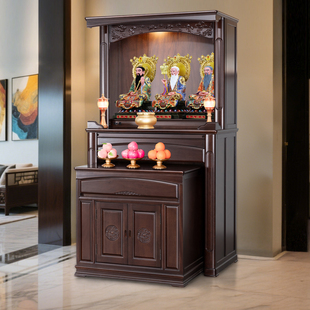 全实木佛龛家用观音神龛佛柜财神爷柜子供桌新中式供奉关公香火台