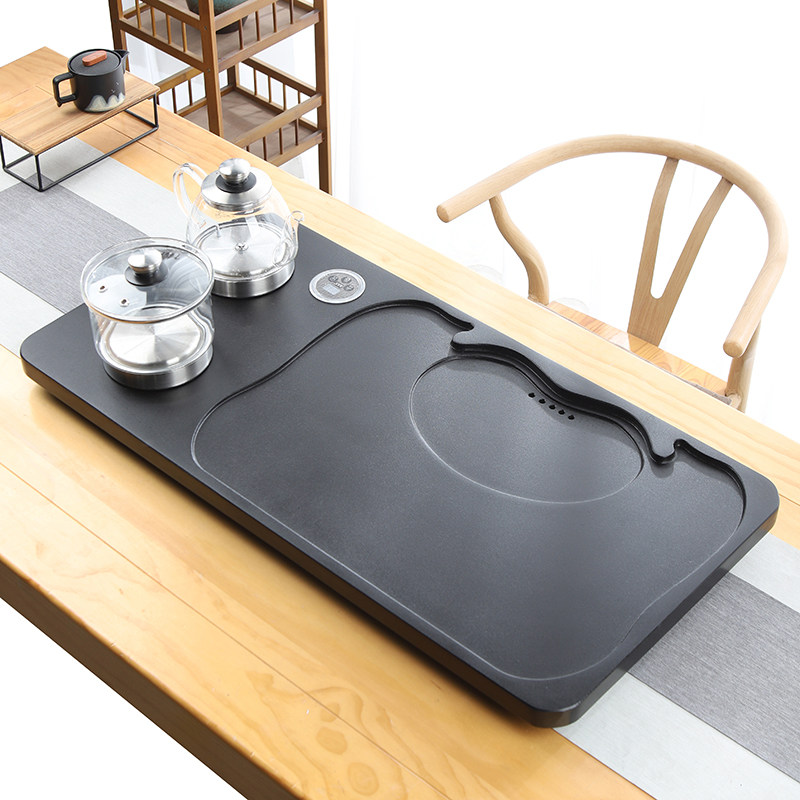 天然乌金石茶盘套装全自动一体带电磁炉烧水壶石盘石头家用大茶台