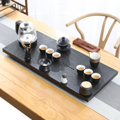 天然整块乌金石茶盘全自动一体茶具套装 家用功夫单壶简约大小茶台